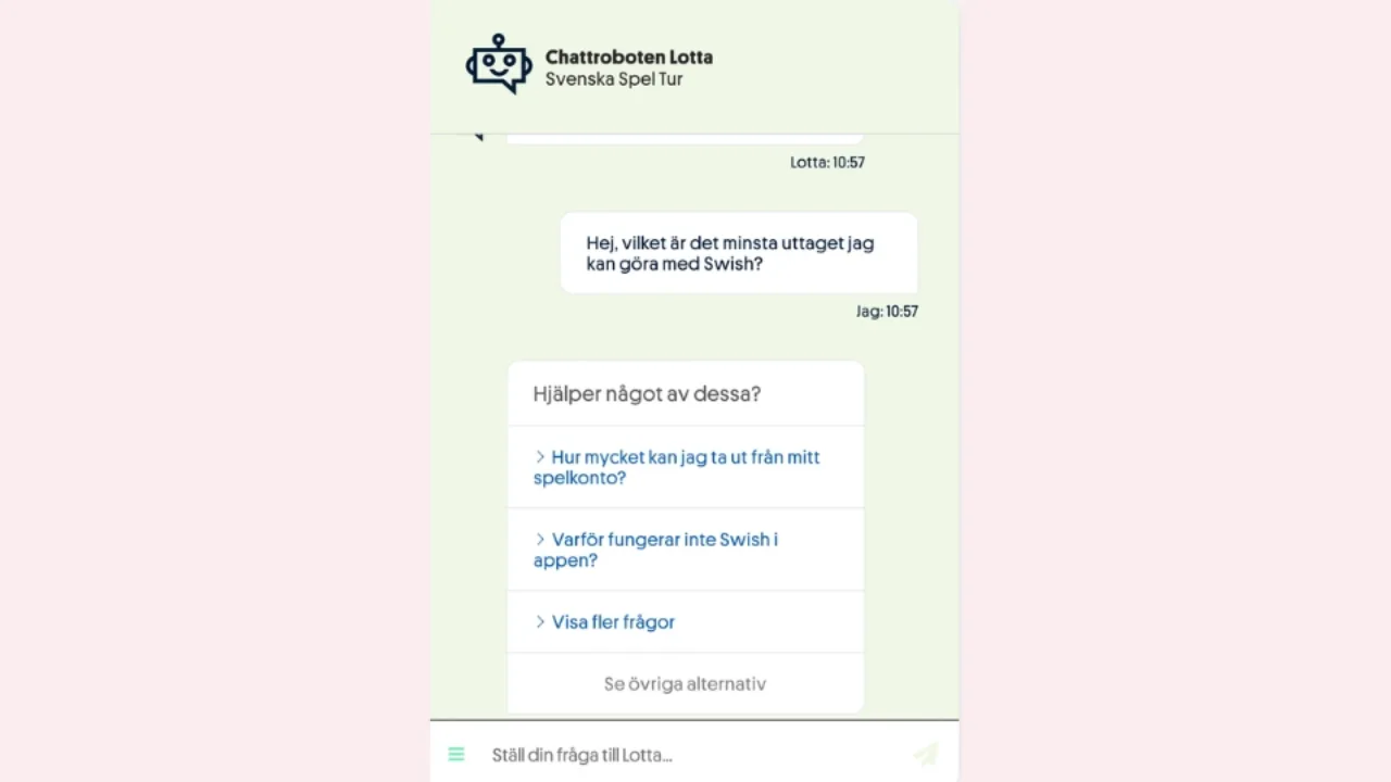 Chattroboten Lotta ger snabb hjälp i Svenska Spels kundtjänst.