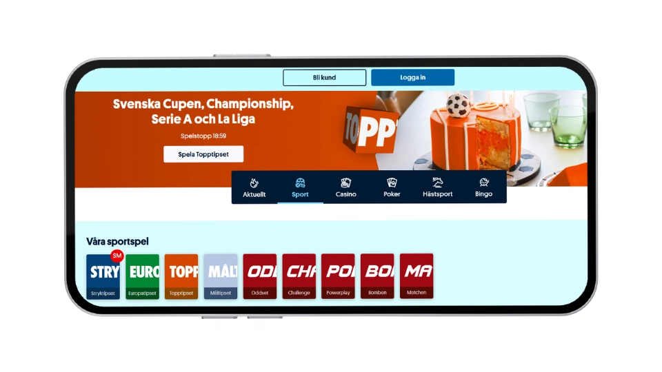 Utbud av sportspel som Stryktipset och Topptipset hos Svenska Spel.