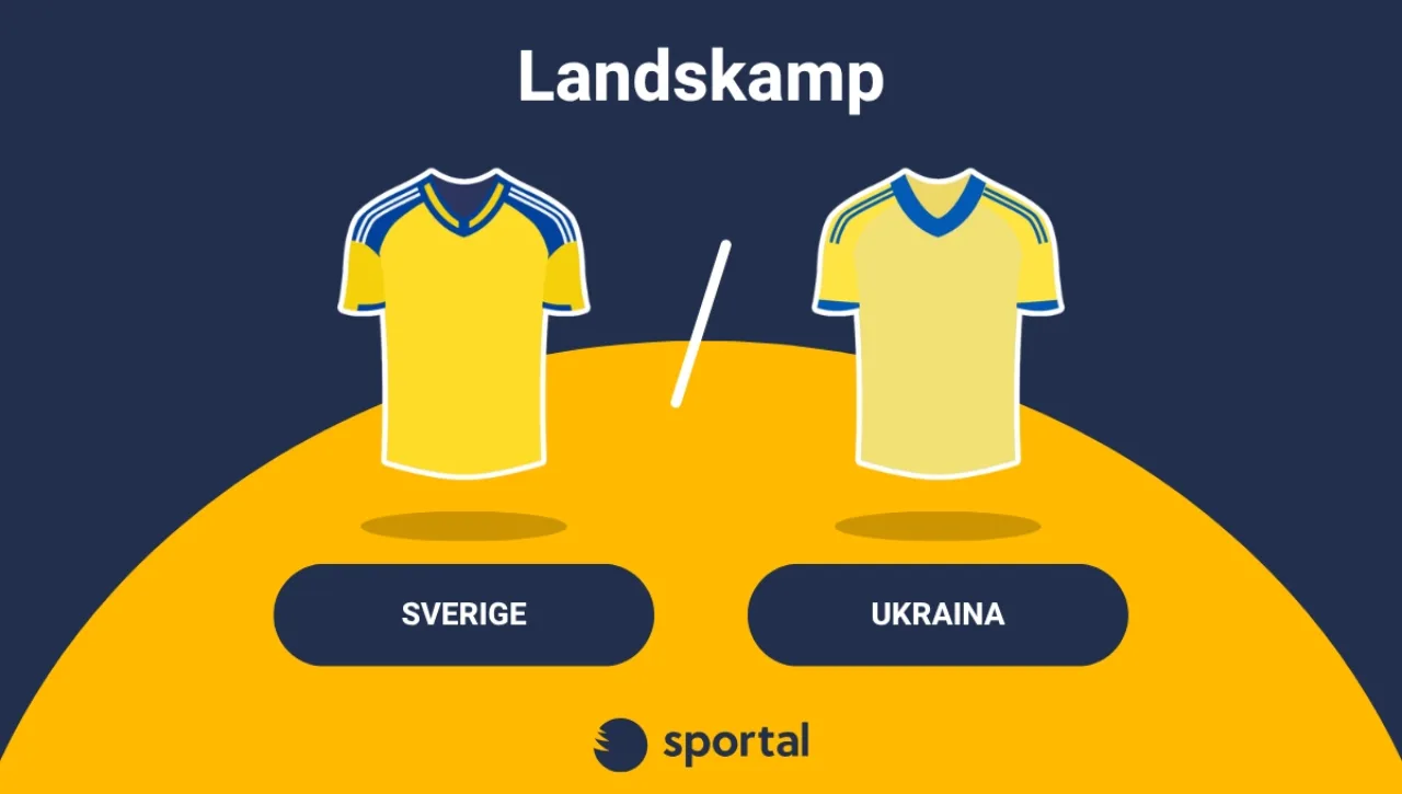Bild på matchtröjor för Sverige och Ukraina inför deras landskamp.