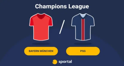Matchgrafik för live stream av Bayern München mot PSG i Champions League.