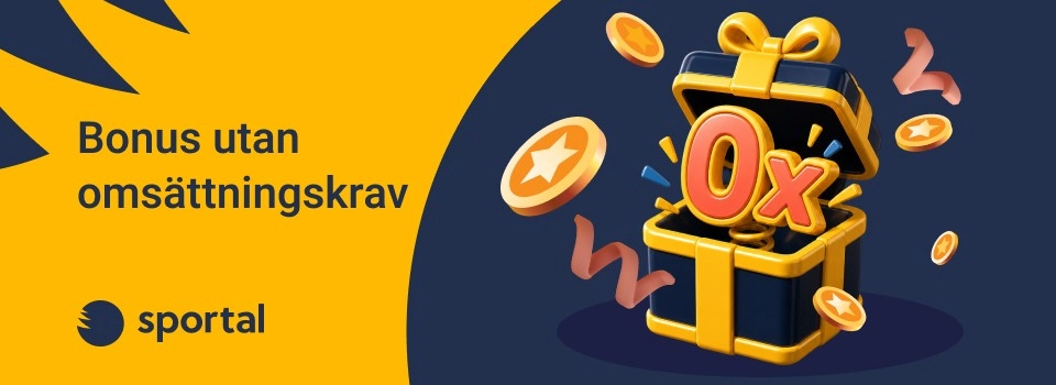 Presentbox, 0x och rubriken bonus utan omsättningskrav.