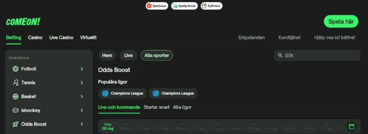 ComeOn Oddsboost