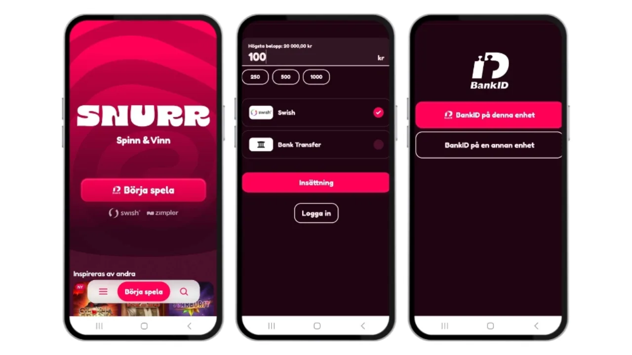 Steg för registrering av konto hos Snurr Casino.