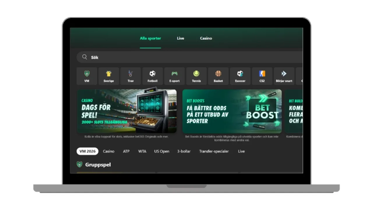 bet365 oddsektion.