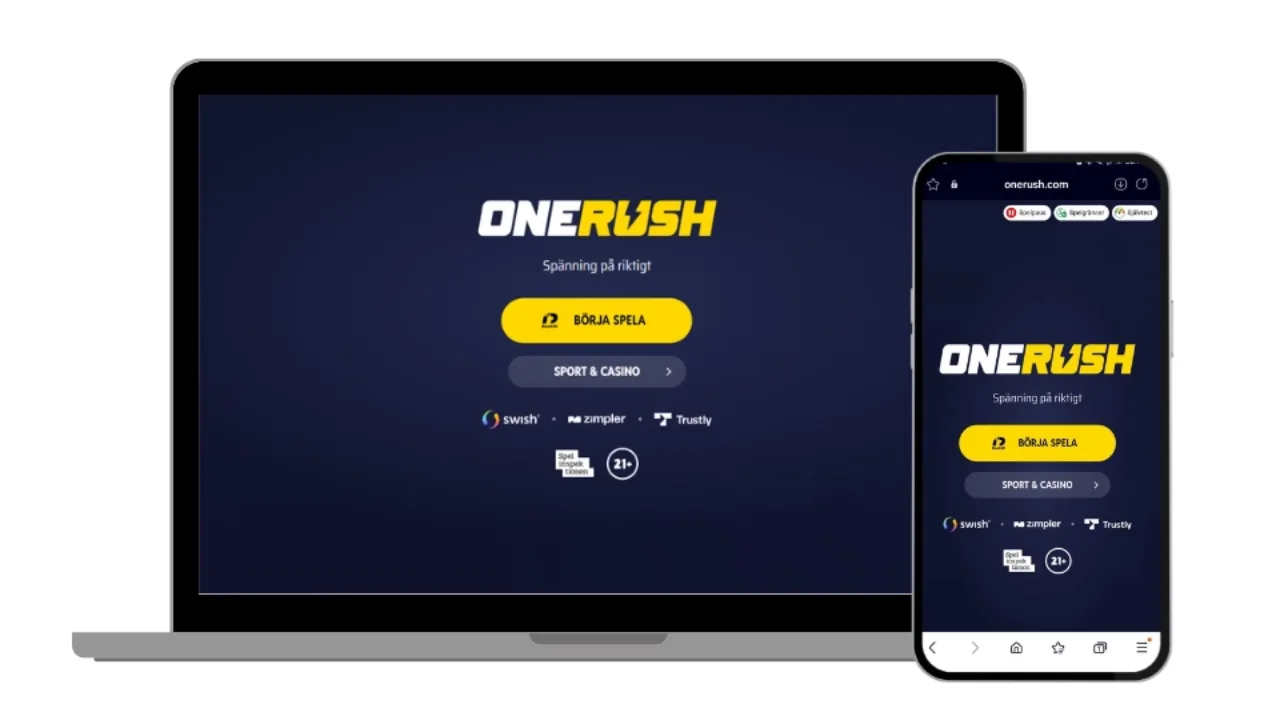 OneRush Casino på dator och mobil.