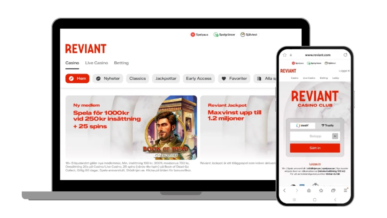 Reviant Casino på dator och mobil.