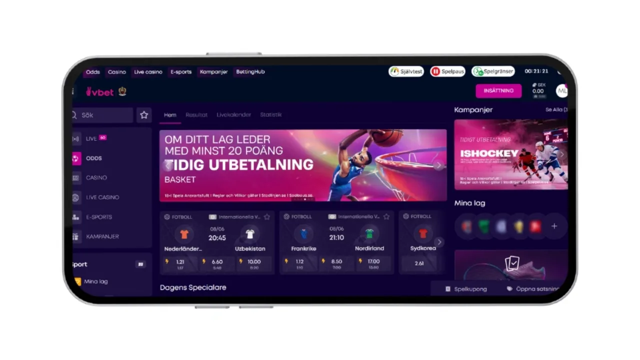 Oddsektion hos Vbet Casino