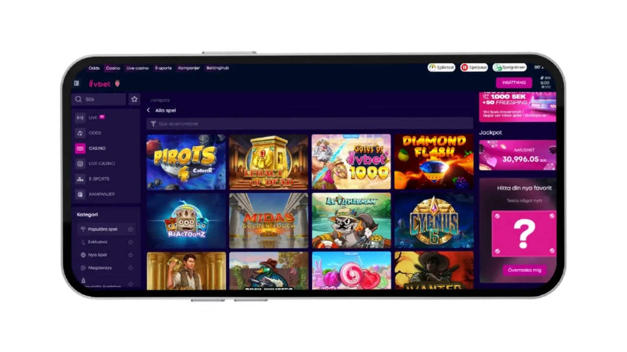 Spelautomater hos Vbet Casino.