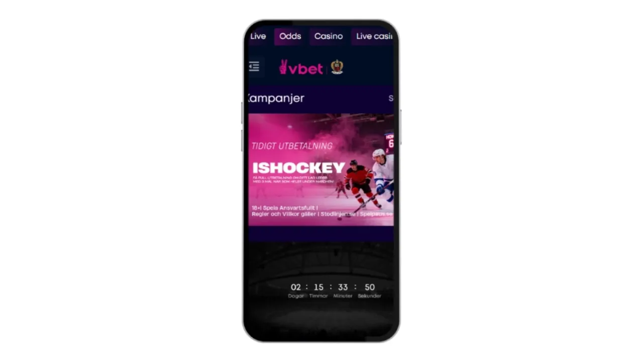 Vbet Sport på mobilen.