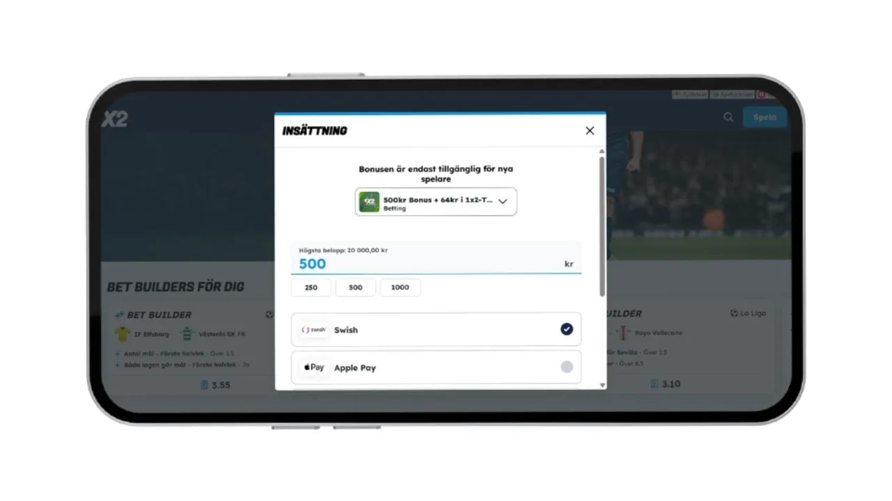 Registrering och insättning hos 1x2 Sport