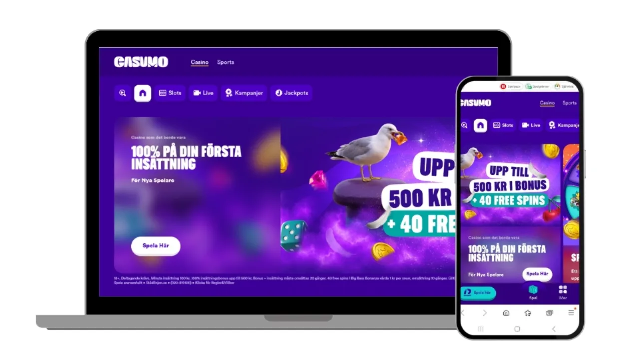 Casumo Casino på dator och mobil
