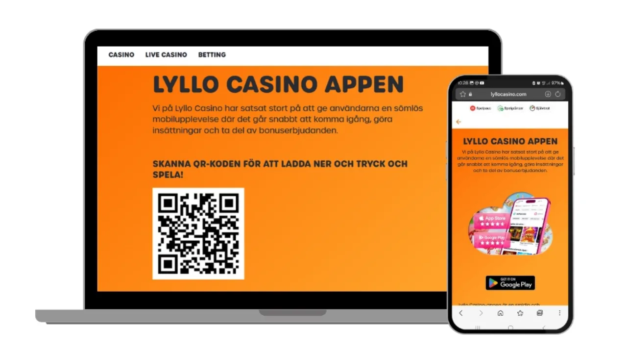 Lyllo Casino app på dator och mobil.