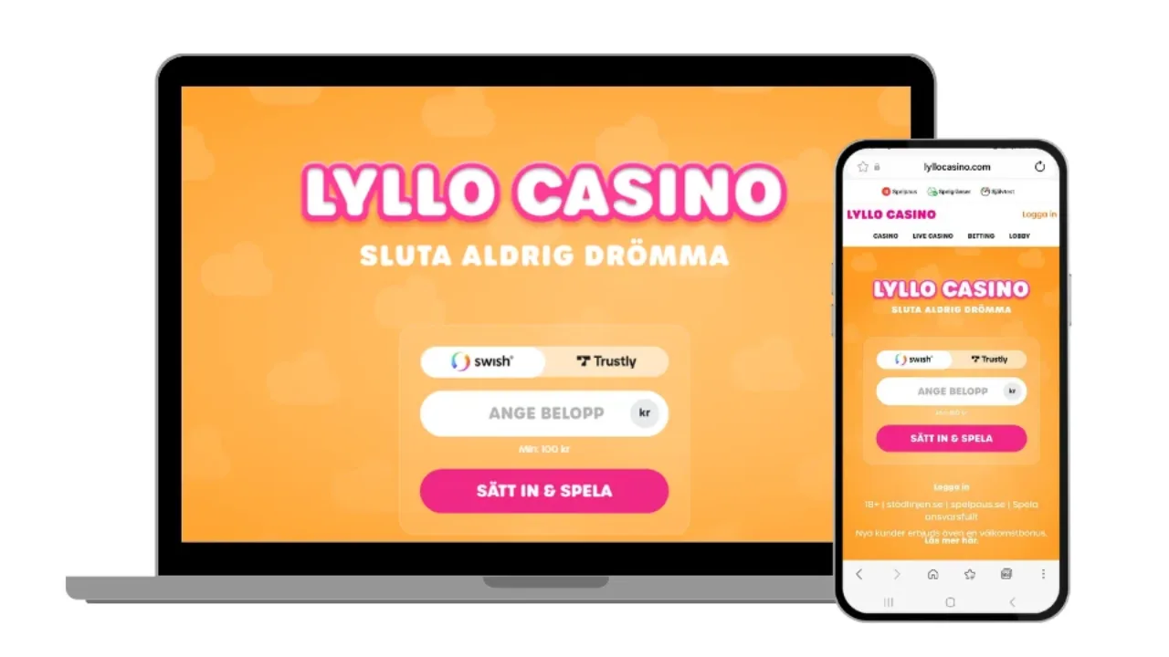 Lyllo Casino hemsida på dator och mobil