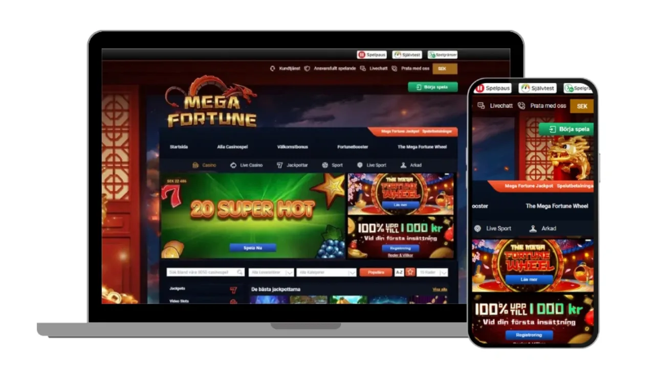Megafortune Casino på mobilen och datorn