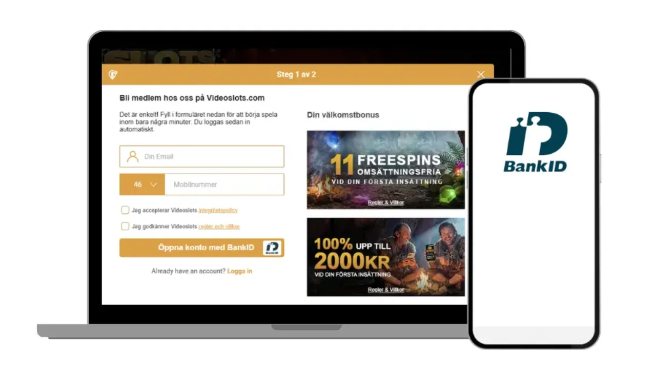 Videoslots casino registering med bankid och mail