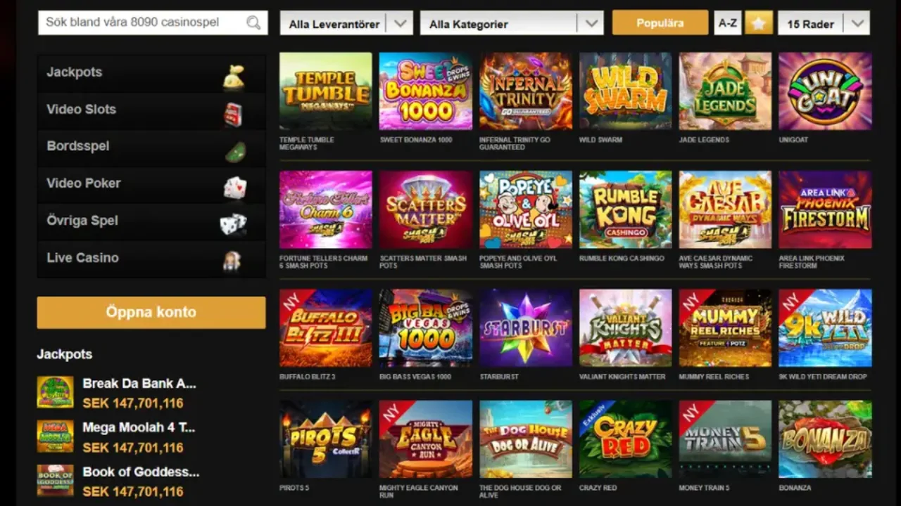 Videoslots spellobby